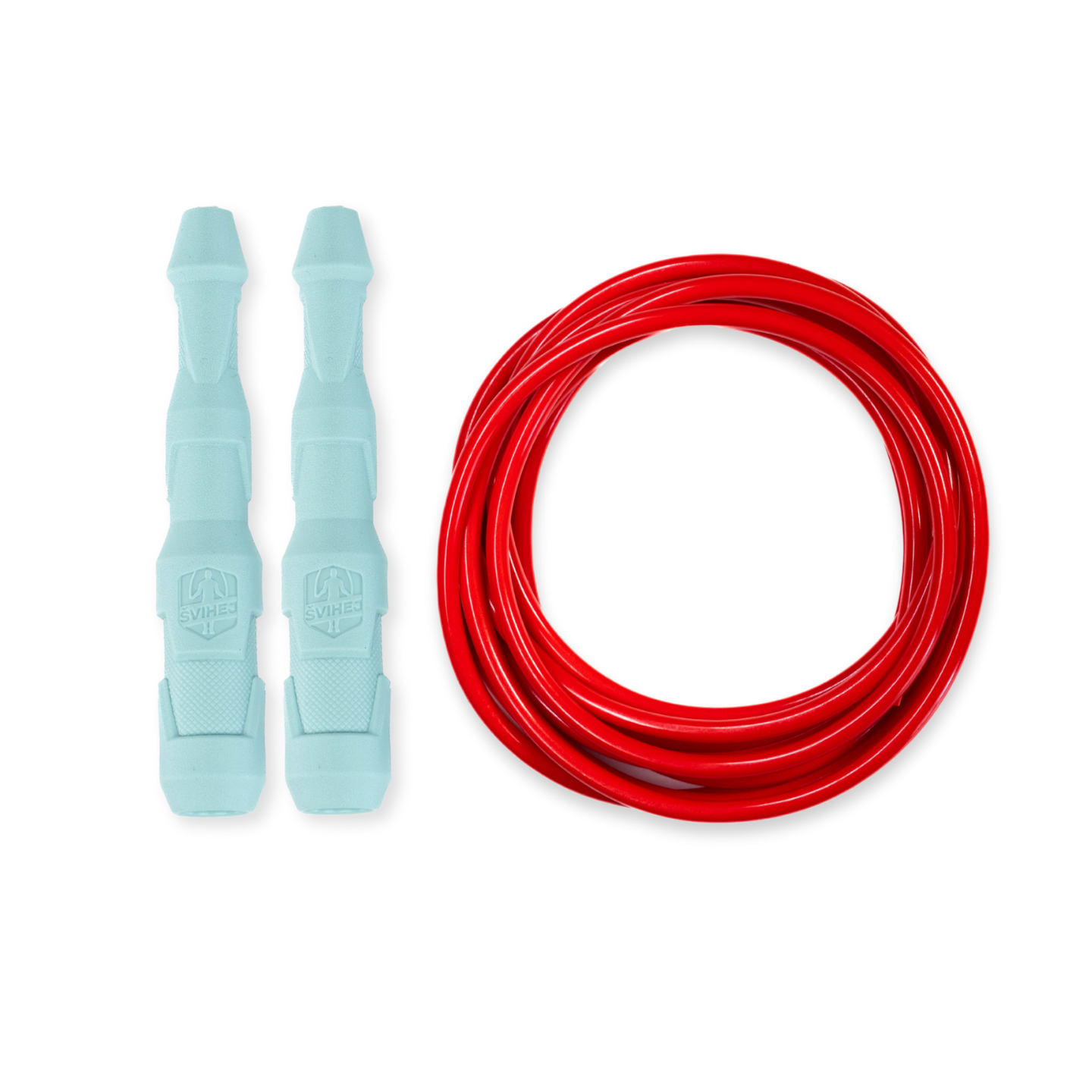 Ninja Rope - Švihadlo na kondícii, nastaviteľná dĺžka, vhodné ako parťák do fitka. Vyber farbu rukovätí:: Mint, Vyber priemer lanka:: 5 mm – ťažšie a silovejšie (odporúčané pre mužov), Farba lanka: Červená