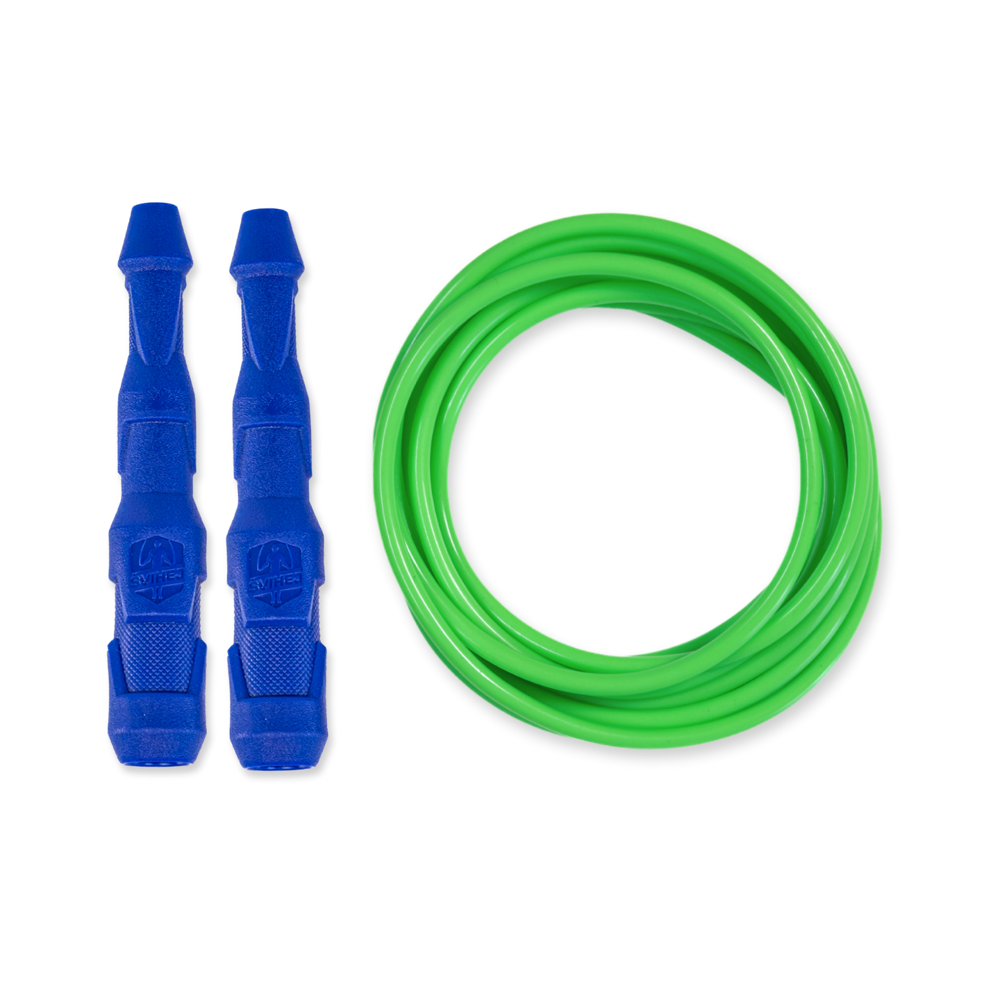 Ninja Rope | Švihej.sk Vyber farbu rukovätí:: Modré, Vyber priemer lanka:: 5mm (muži), Farba lanka: Neonově zelená