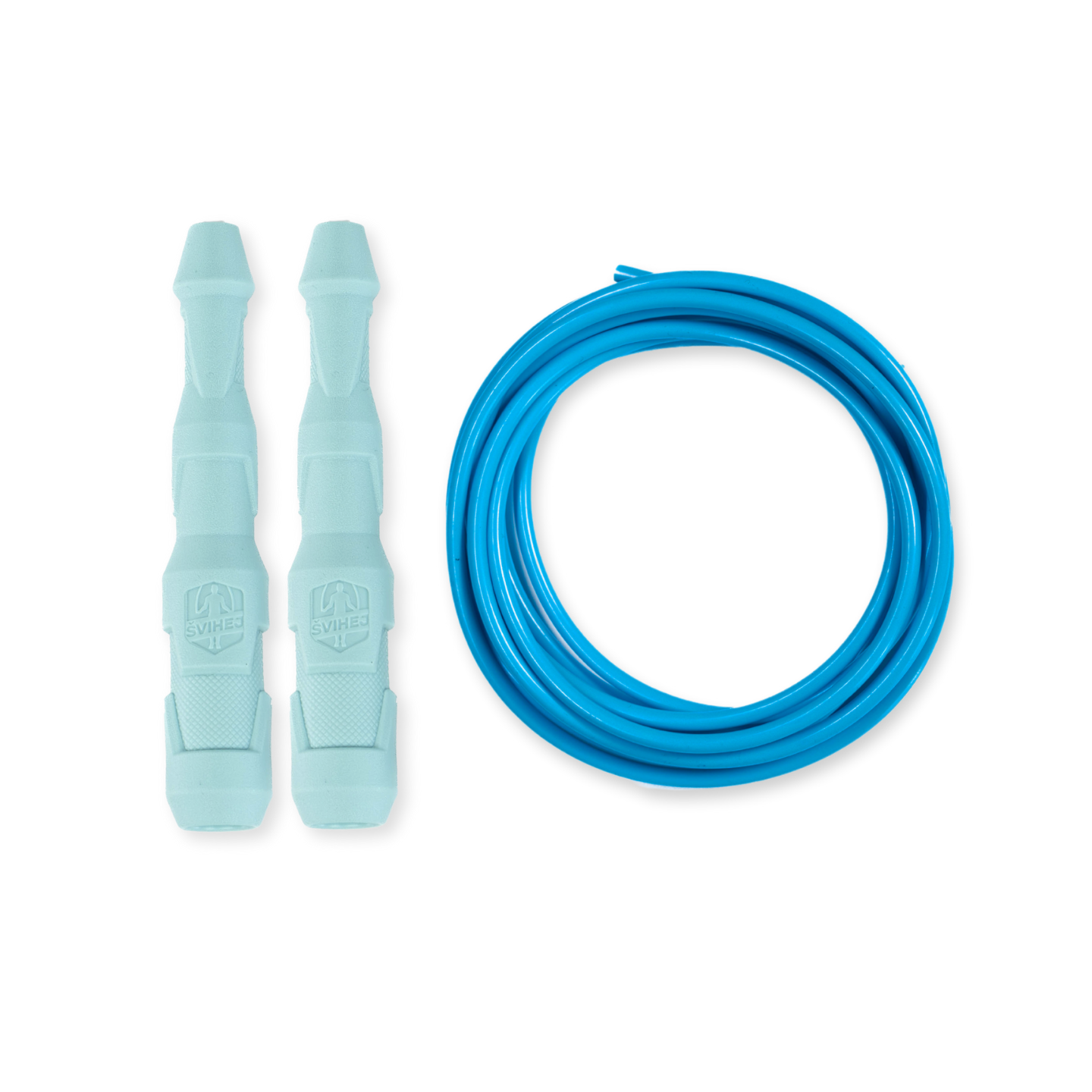 Ninja Rope - Švihadlo na kondícii, nastaviteľná dĺžka, vhodné ako parťák do fitka. Vyber farbu rukovätí:: Mint, Vyber priemer lanka:: 4 mm – ľahšie a rýchlejšie (odporúčané pre ženy a deti), Farba lanka: Svetlo modrá