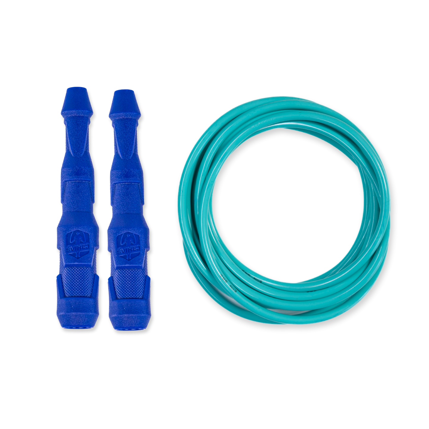E-shop Ninja Rope - Švihadlo na kondícii, nastaviteľná dĺžka, vhodné ako parťák do fitka. Vyber farbu rukovätí:: Modré, Vyber priemer lanka:: 5 mm – ťažšie a silovejšie (odporúčané pre mužov), Farba lanka: Mint Švihadlo na svižnejšie skákanie - ideálne na kardio