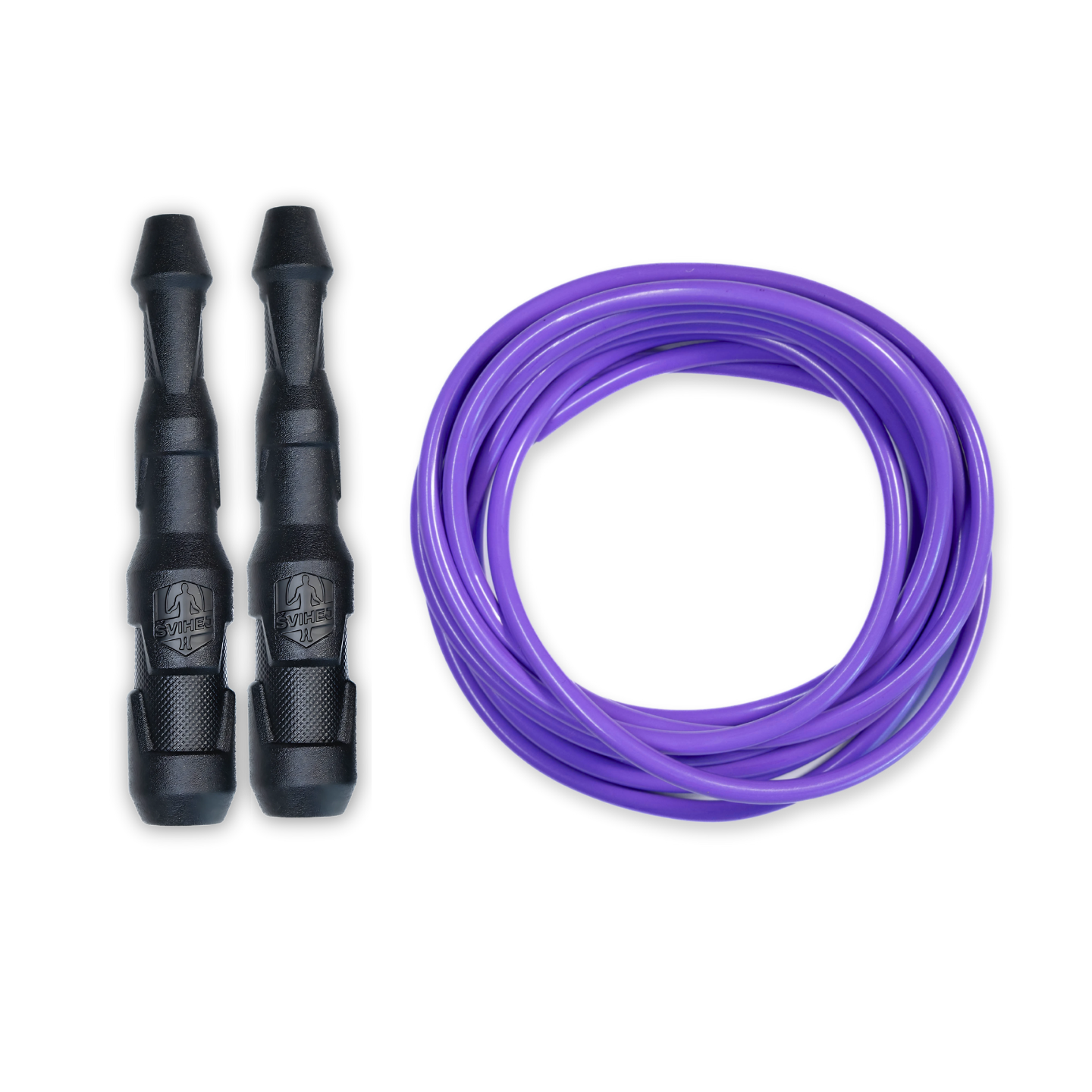 Ninja Rope | Švihej.sk Vyber farbu rukovätí:: Čierne, Vyber priemer lanka:: 5mm (muži), Farba lanka: Fialová