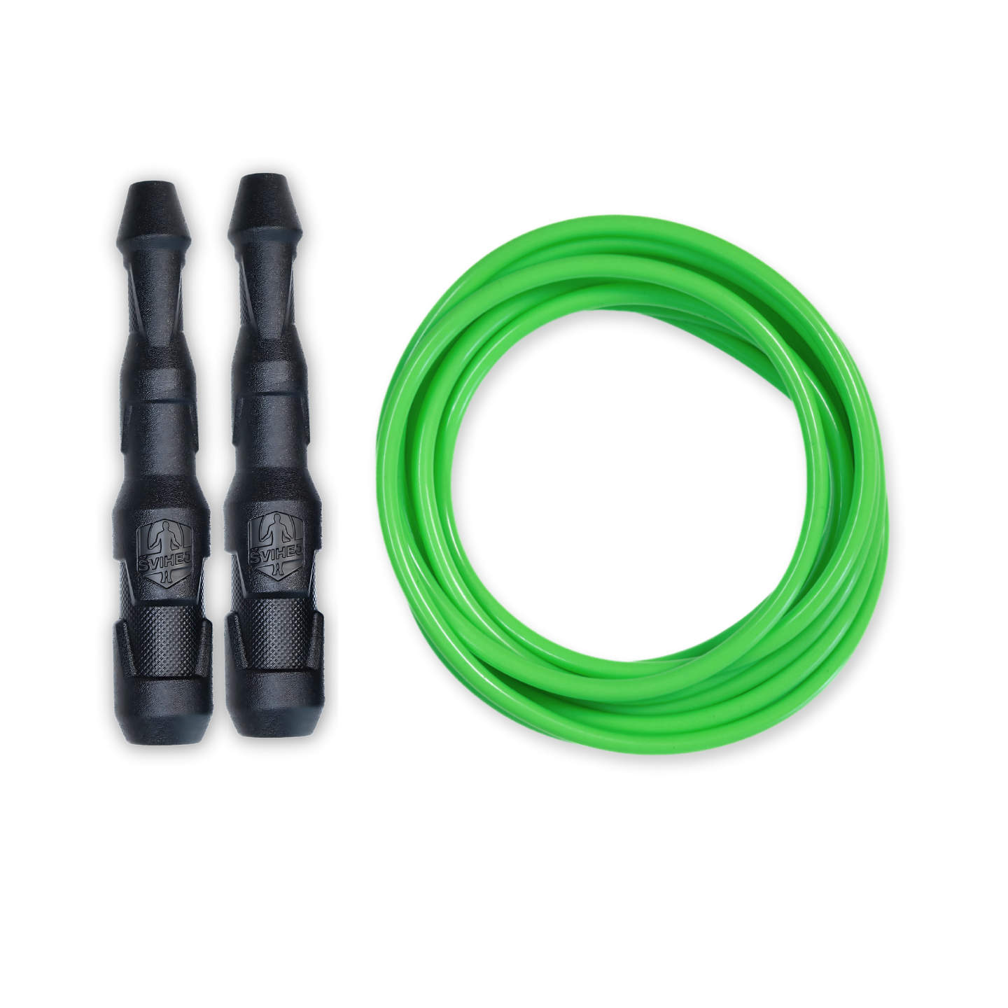 Ninja Rope | Švihej.sk Vyber farbu rukovätí:: Čierne, Vyber priemer lanka:: 5mm (muži), Farba lanka: Neonově zelená