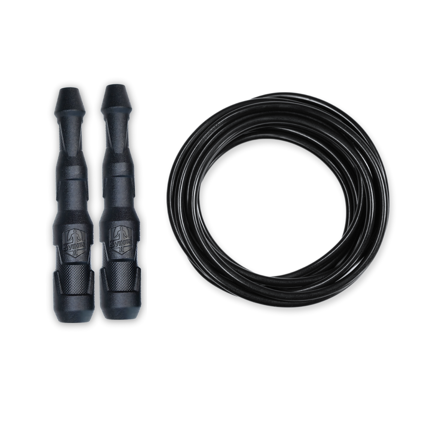 Ninja Rope | Švihej.sk Vyber farbu rukovätí:: Čierne, Vyber priemer lanka:: 5mm (muži), Farba lanka: Čierna
