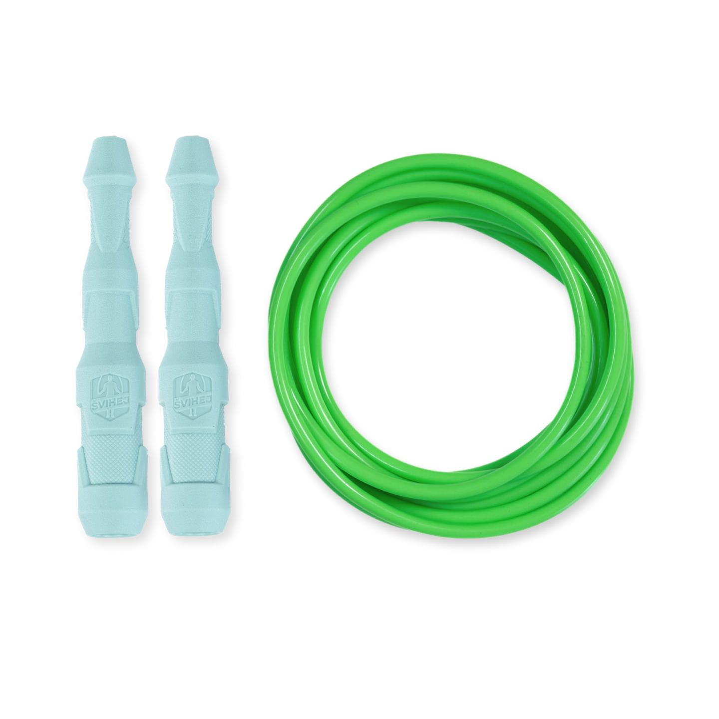 Ninja Rope | Švihej.sk Vyber farbu rukovätí:: Mint, Vyber priemer lanka:: 5mm (muži), Farba lanka: Neonově zelená