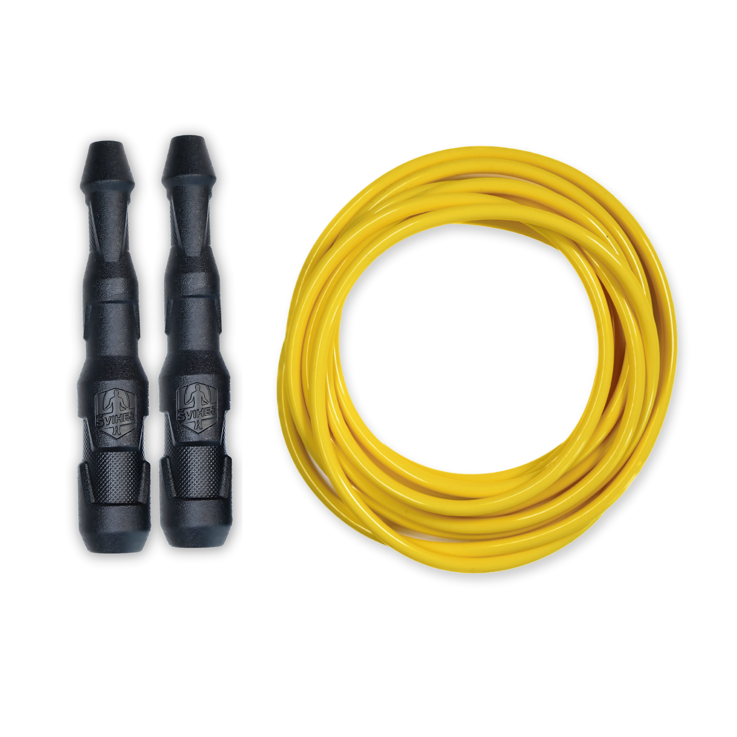 Ninja Rope | Švihej.sk Vyber farbu rukovätí:: Čierne, Vyber priemer lanka:: 5mm (muži), Farba lanka: Žltá