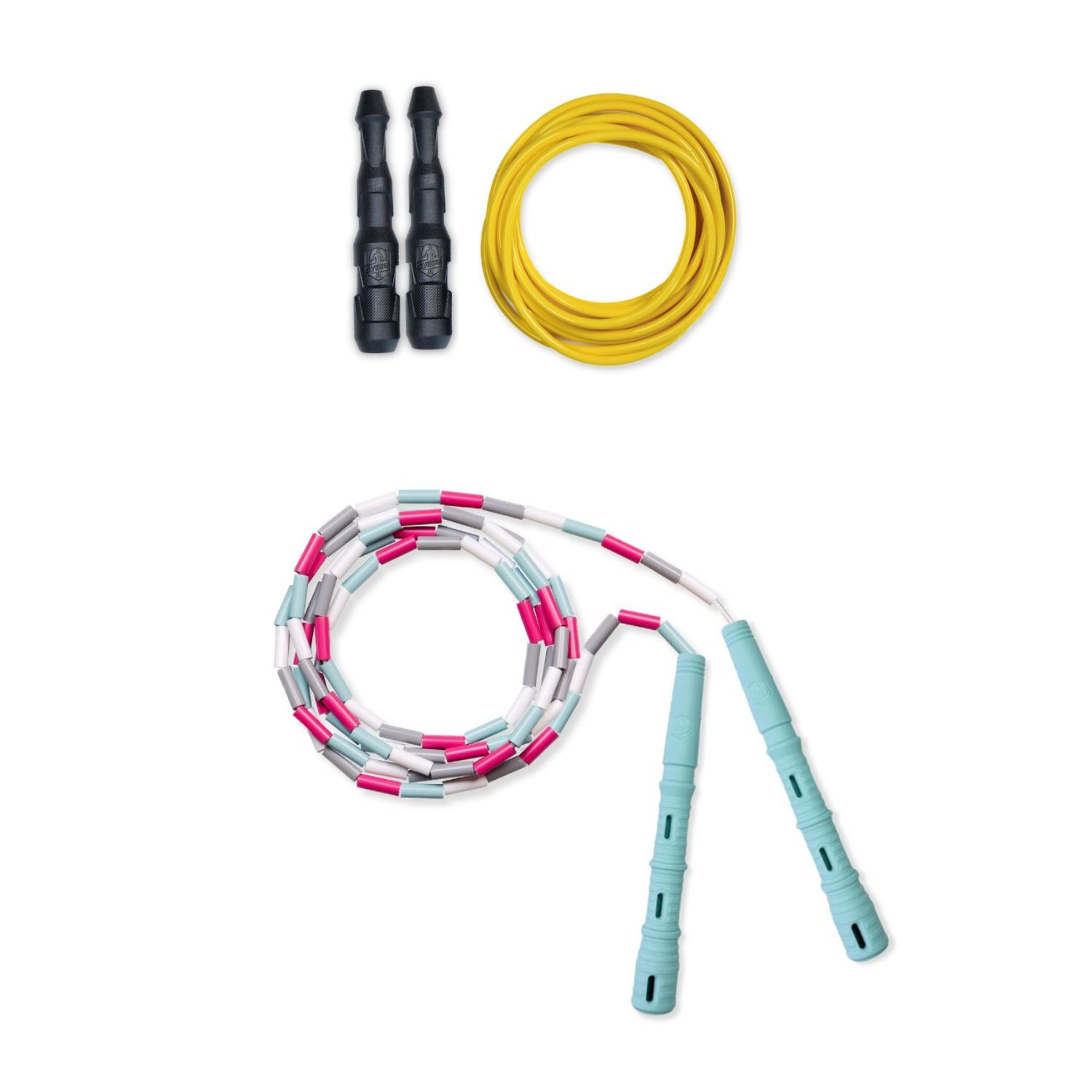 E-shop Kombo favoritov: Katana + Ninja Katana Rope farby: Rukoväte: mint, Korálky: Mint/Ružová/Biela/Šedá, Ninja Rope farby: Rukoväte: čierne, Lanko: žlté 5mm Kombo, s ktorým zvládneš základy aj poriadny kardio tréning.