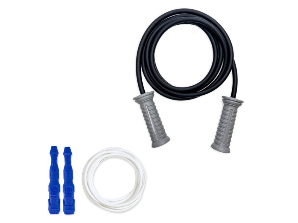 Súprava Sila a Kondícia – Gladius + Ninja | Švihej.sk Gladius Rope: Lanko: čierne, Rukoväte: šedé, Ninja Rope farby: Rukoväte: modré, Lanko: biele 5mm