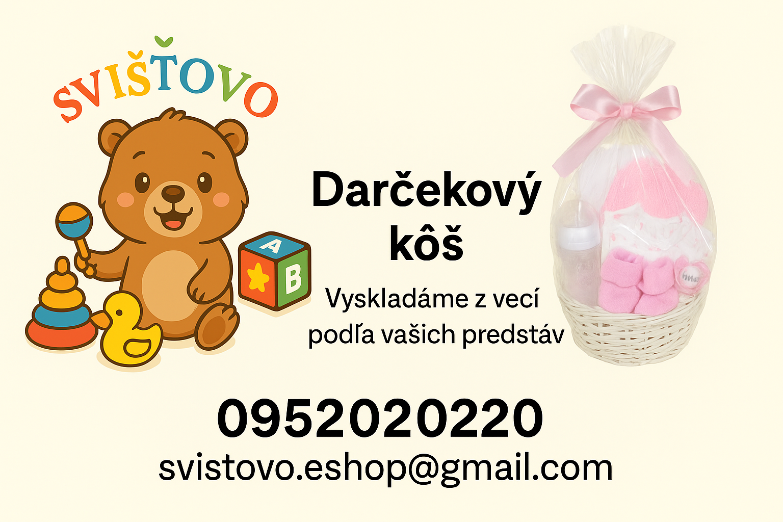 Robíme darčekové koše na želanie, z veci ktoré nájdete v našom eshope.