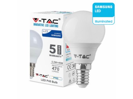 vtac lampadina led sfera 55w e14 p45 3000k samsung sku 168