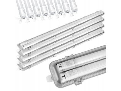 4x Hermeticke svitidlo 120cm lampa 8x LED zarivky - STUDENÁ BÍLÁ 2700LM