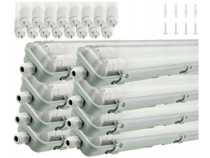 8x Hermeticke LED svitidlo 120cm LED zarivky do garaze Dilna Set