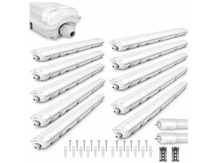 8x sada prachotěsné těleso + 16x led trubice studená bílá 120cm