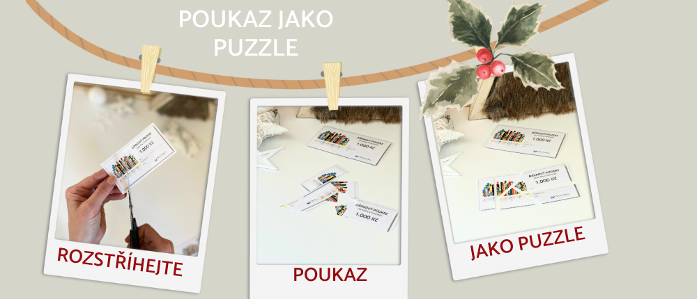 Dárkový poukaz jako puzzle skládačka.