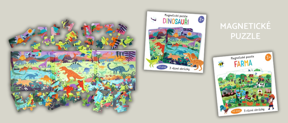 Magnetické puzzle Farma a Dinosauři