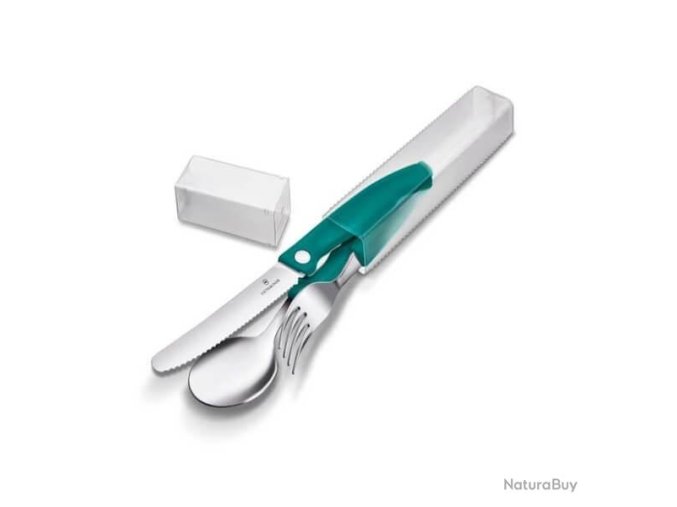 600h600f 00001 6.7194.3FC1 Set 3 couverts pliants Victorinox Swissclassic vert