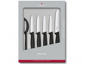 28370 sada nozu na zeleninu se skrabkou victorinox swiss classic 6 ks cerna 6 7113 6g