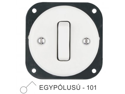 Egyes billenő porcelán kapcsolóbetét, fehér, egypólusú
