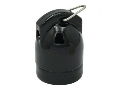 Sorolható porcelán E27 foglalat függeszthető, fekete