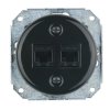 Fekete porcelán dupla RJ45 süllyesztett csatlakozóbetét