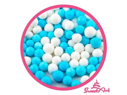 SweetArt cukrové perly modré a bílé 7 mm (1 kg)