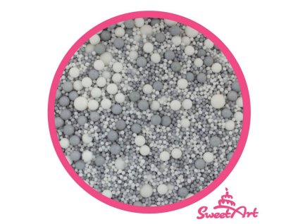 SweetArt cukrové zdobení White Silver sprinkle mix (800 g)