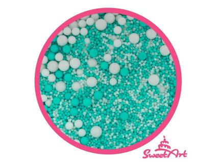 SweetArt cukrové zdobení Turquoise White sprinkle mix (800 g)