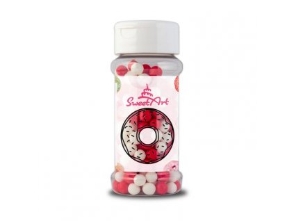 SweetArt cukrové perly červené a bílé 7 mm (80 g)
