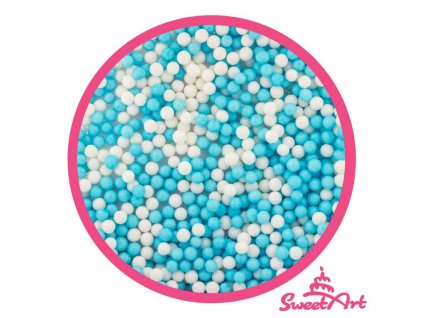 SweetArt cukrové perly modré a bílé 5 mm (80 g)