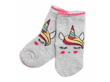 Detské bavlnené ponožky Jednorožec sivé Veľkosti kojenecké oblečenie 23-26
