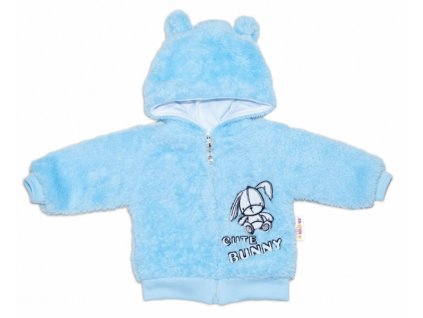Baby Nellys Dojčenská chlupáčková bundička s kapucňou Cute Bunny modrá Veľkosti kojenecké oblečenie 80 9-12m