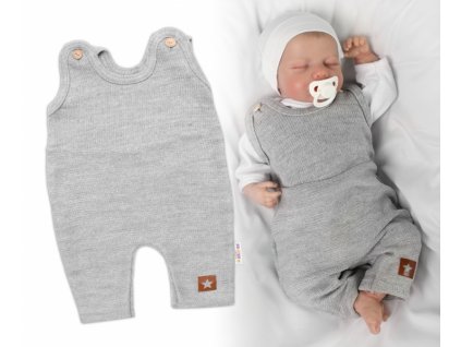 Pletené láclové nohavice Boy Star Baby Nellys sivé Veľkosti kojenecké oblečenie 74 6-9m