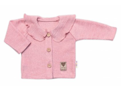Pletený svetrík s volánikom Girl Baby Nellys púdrovo ružová Veľkosti kojenecké oblečenie 74 6-9m