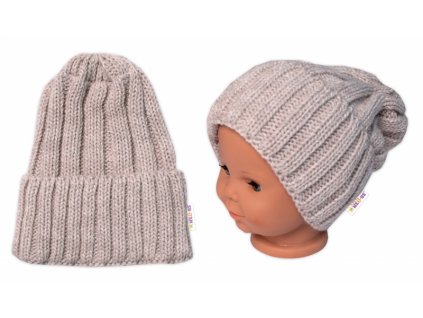 BABY NELLYS Zimná nadčasová čiapka Mom and Baby béžová Veľkosti kojenecké oblečenie univerzální