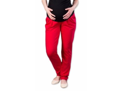 Tehotenské nohavice tepláky Gregx Awan s vreckami červené Veľkosti tehotenské oblečenie XS 32-34