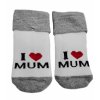 Dojčenské froté bavlnené ponožky I Love Mum bielo sivé 80 86 Veľkosti kojenecké oblečenie 80-86 12-18m