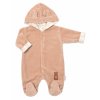 Baby Nellys Dvojvrstvový velúrový overal s kapucňou New Bunny hnedý Veľkosti kojenecké oblečenie 86 12-18m