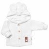 Elegantný pletený svetrík s gombíkmi a kapucňou s uškami Baby Nellys biely Veľkosti kojenecké oblečenie 86 12-18m