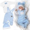 Bavlnená súprava Gentleman 3D body polodupačky s lacnom čiapočka modrá biela Veľkosti kojenecké oblečenie 68 3-6m