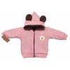 Oteplená pletená bundička Teddy Bear Baby Nellys dvojvrstvová ružová Veľkosti kojenecké oblečenie 104-110 3-5r