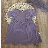 Bavlnené šaty s riasením krátky rukáv Puntík Mamatti slivkové Veľkosti kojenecké oblečenie 104-110 3-5r