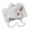 BABY NELLYS Zimná čiapka s šálom STAR sivá s brmbolcami Veľkosti kojenecké oblečenie 56-68 0-6 m