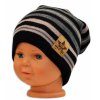 BABY NELLYS Jarná jesenná prúžkovaná čiapka čierná béžová grafit Veľkosti kojenecké oblečenie 122-128 6-8r