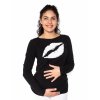 Be MaaMaa Tehotenské tričko dlhý rukáv Kiss čierné Veľkosti tehotenské oblečenie XS 32-34