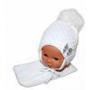 BABY NELLYS Zimné čiapky čiapočka Mašlička biela Veľkosti kojenecké oblečenie 80-92 12-24m