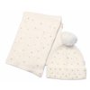 Zimná čiapka s brmbolcom šál Pearls Baby Nellys smotanová veľkosť 54 58 Veľkosti kojenecké oblečenie 116-122 5-7r