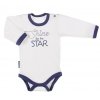 EEVI Dojčenské body dlhý rukáv zapínanie u krku Cosmos bílé s modrým lemem Veľkosti kojenecké oblečenie 80 9-12m