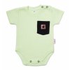 Baby Nellys Bavlnené rebrované body s kapsičkou krátky rukáv Summer Boy zelené Veľkosti kojenecké oblečenie 86 12-18m