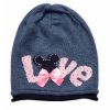 Prechodová dvojvrstvová čiapka Love Minnie s kamienkami jeans 42 52 cm Veľkosti kojenecké oblečenie 98-104 2-4r