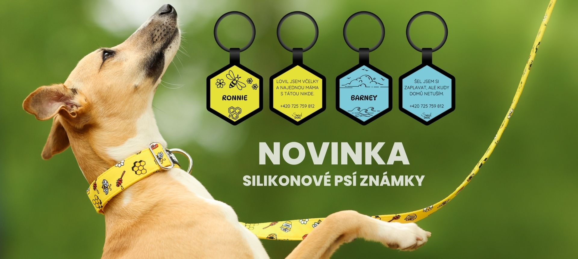 Silikonové psí známky, které necinkají.