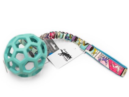 JW Hol-EE děrovaný míč bungee Agility komiks (Barva bledě modrá)